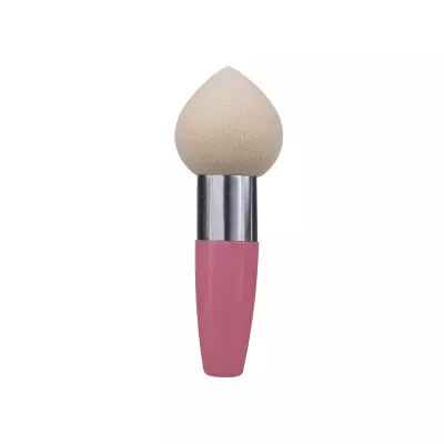 Burete makeup cu maner, pentru fondul de ten,  beige + pink