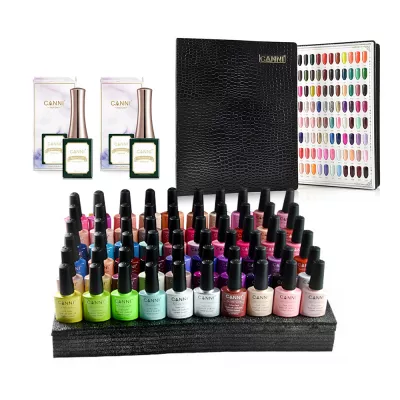 Kit oja semipermanenta Canni, 60 culori, k1 + peel off base coat + no-wipe topcoat + paletar