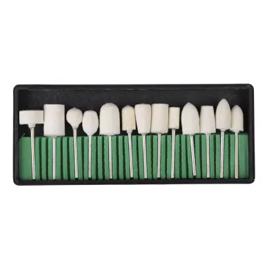 Set de 12 capete pentru freza, din pasla, albe 