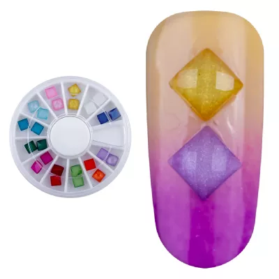 Carusel decoratiuni unghii, patrate, multicolore