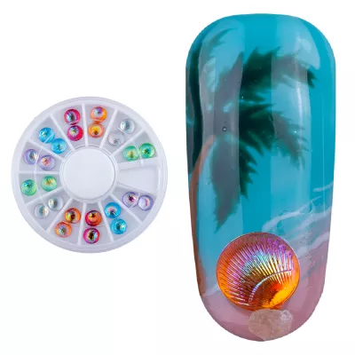 Carusel decoratiuni unghii, model stoica, multicolore