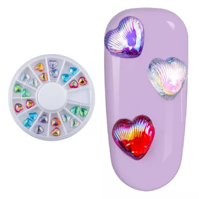 Carusel decoratiuni unghii, inimi, multicolore