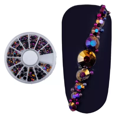 Carusel decoratiuni unghii, mix strasuri cu reflexii