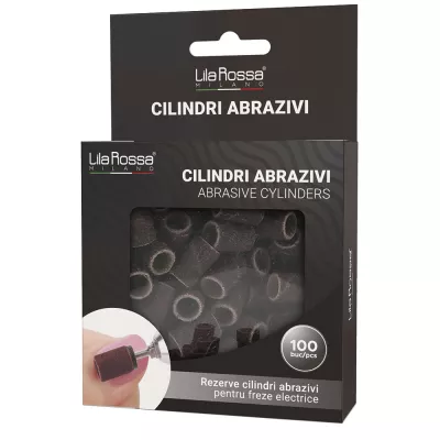 Set cilindri abrazivi Lila Rossa, inele smirghel cu granulatie 80, 100 buc