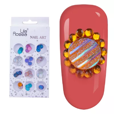 Decoratiuni pentru unghii, Lila Rossa, pietre rotunde cu reflexii