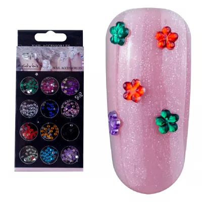 Decoratiuni unghii, Lila Rossa, strasuri multicolore