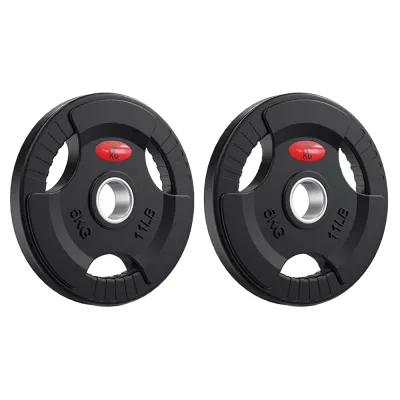 Set 2 discuri Karemi de 5 kg, pentru bara cu diametru 50 mm, din cauciuc, negru