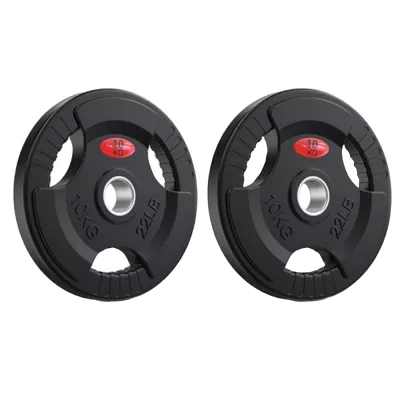 Set 2 discuri Karemi de 10 kg, pentru bara cu diametru 50 mm, din cauciuc, negru