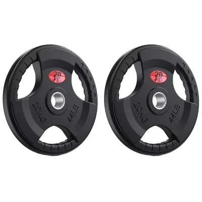 Set 2 discuri Karemi de 20 kg, pentru bara cu diametru 50 mm, din cauciuc, negru