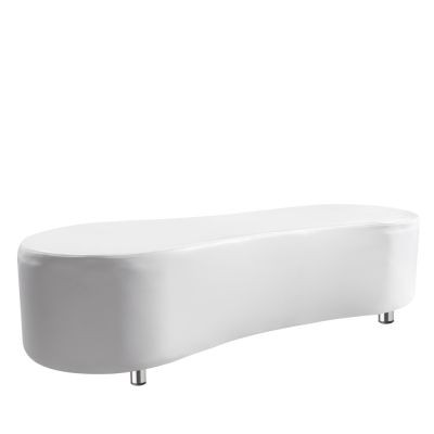Fotoliu de asteptare salon si frizerie, piele ecologica, minimalist, alb, 160 x 47 x 47 cm