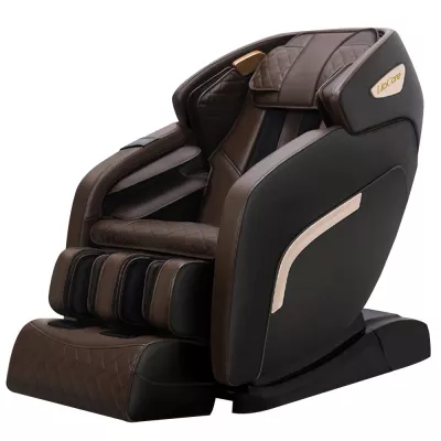 Fotoliu de masaj Hua, Lila Care, cu incalzire, functie bluetooth audio, zero gravity, piele ecologica, Negru Maro