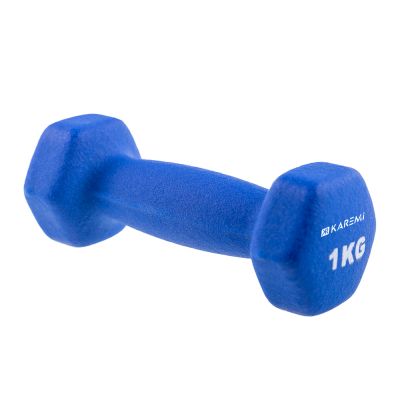Gantera fitness Karemi, tip hexagon, de 1 kg, albastru