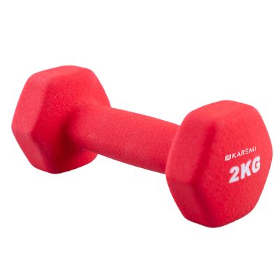 Gantera fitness Karemi, tip hexagon, de 2 kg, rosie
