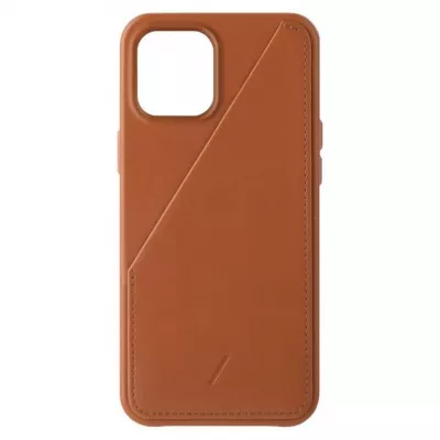 Husa din piele Native Union Clic Card pentru Iphone 12 Pro Max, tan (rosu caramiziu)