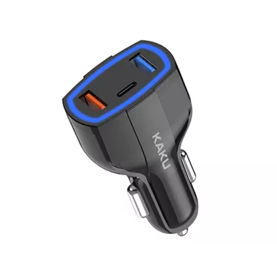Incarcator auto cu incarcare rapida, QC 3.0, 2 porturi USB si tip C, 20 W, negru