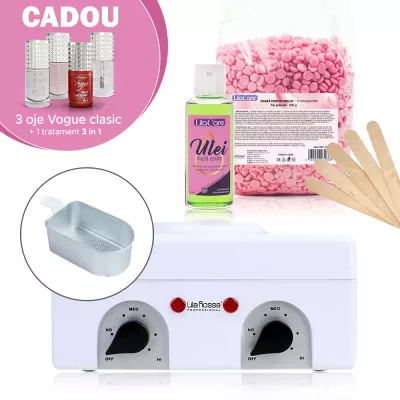 Kit epilare pro cu ceara granule rose 500 g si incalzitor cu sita