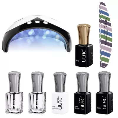 Kit oja semipermanenta Lilac Start Basic 1,  6 oje, lampa 36 W si pila unghii