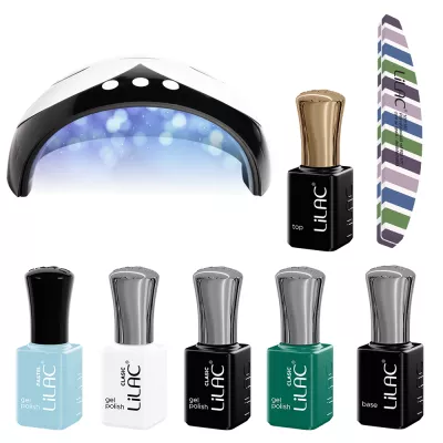 Kit oja semipermanenta Start Toamna 2, Lilac, cu 6 oje, lampa 36 W si pila unghii