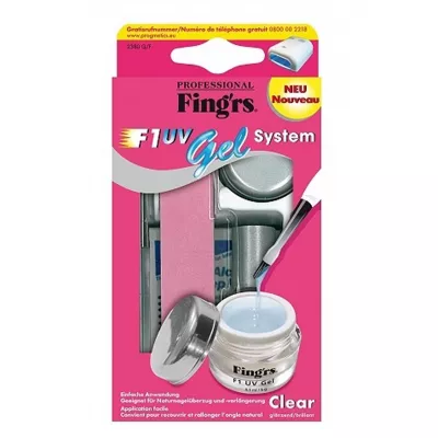 Kit unghii cu gel, primer, pila unghii si pensula, fara lampa, Fingrs