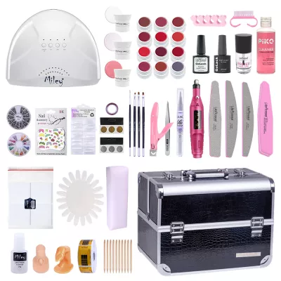 Kit unghii gel, Gel Collection, Lila Rossa + lampa uv led + 12 gel color Lila Rossa + geanta Snake