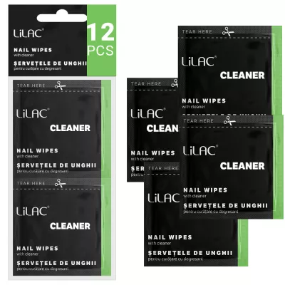 Servetele unghii cu degresant, Lilac, 12 bucati