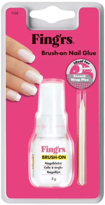 Lipici unghii false si tipsuri cu pensula Fing'rs, 5 ml, Made in Japan, cu betisor portocal