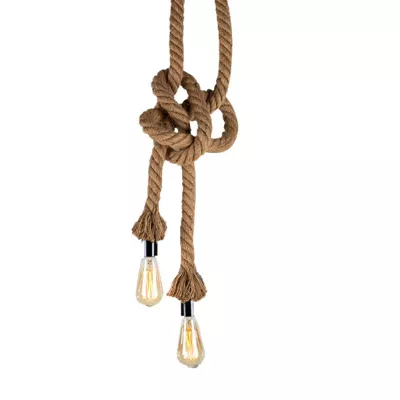 Lustra suspendata vintage din sfoara, doua socluri, E27, max 40 W