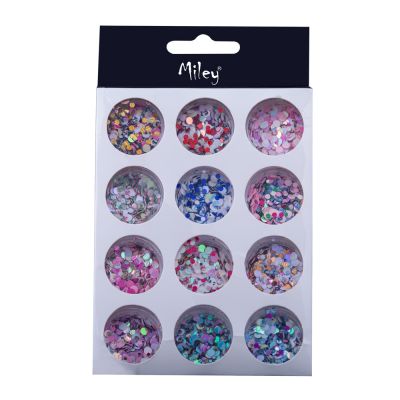 Set decor unghii, 12 bucati, model paiete multicolore