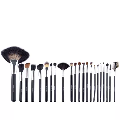 Set pensule makeup, Megaga, cu husa neagra, 22 buc