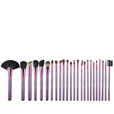 Set 24 pensule makeup, Megaga, Lila Rossa, cu husa neagra