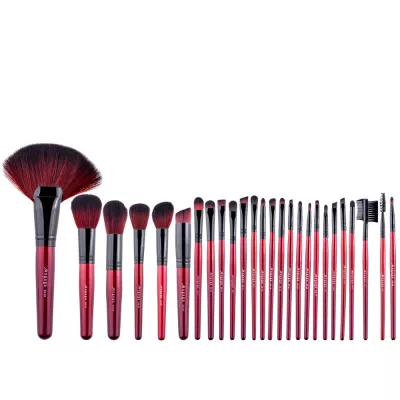 Set 26 pensule makeup, Megaga, Lila Rossa, cu husa neagra
