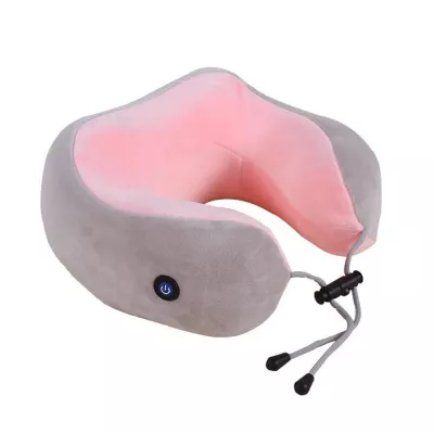 Perna de masaj electrica Lila Care, in forma de U, suport cervical, terapie magnetica, Gri/Roz
