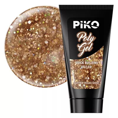 Polygel color, Piko, 30 g, 45 Glitter Vegas Gold