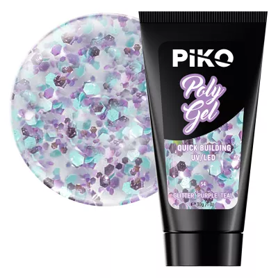 Polygel color, Piko, 30 g, 54 Glitter Purple Teal