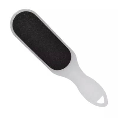 Pila dubla de exfoliere pentru calcaie cu maner din plastic, gri, l404