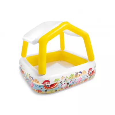 Piscina gonflabila patrata, cu acoperis, galben/alb, 157 x 157 x 122 cm
