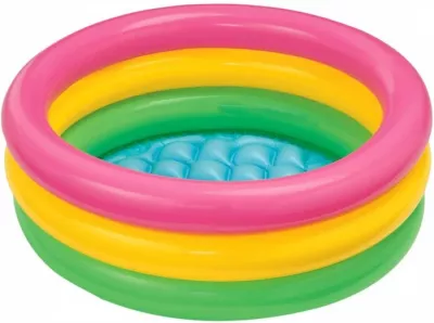 Piscina gonflabila, rotunda, Roz/Galben/Verde, 61 x 22 cm