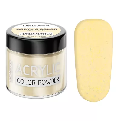 Pudra acrilica color, Lila Rossa, Glitter Gold, 7 g