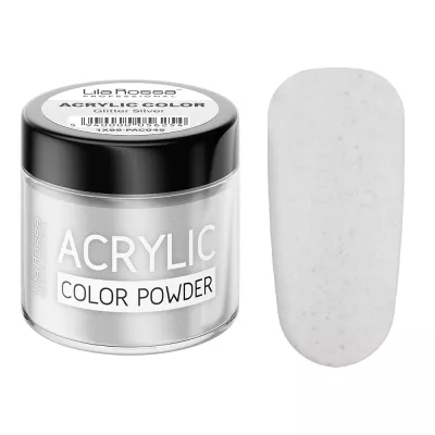 Pudra acrilica color, Lila Rossa, Glitter Silver, 7 g