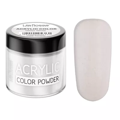 Pudra acrilica color, Lila Rossa, Glitter White, 7 g