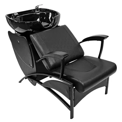 Scafa coafor, unitate de spalare profesionala pentru salon si coafor, Lila Rossa, cu piele ecologica, negru