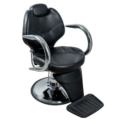 Scaun frizerie si coafor barbershop, Lila Rossa, inaltime reglabila, din piele ecologica,  negru