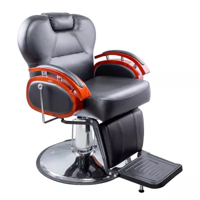 Scaun coafor si frizerie barbershop Fargo, Lila Rossa, Profesional, inaltime reglabila, din piele ecologica, negru