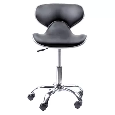 Scaun coafor, negru, inaltime reglabila, 5 roti cauciucate