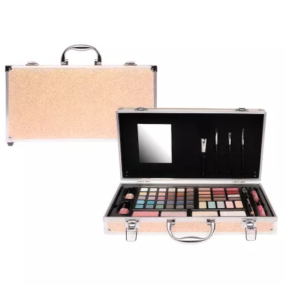 Set paleta machiaj tip geanta cosmetice Treffina, 35 x 20 x 7 cm, trusa produse cosmetice, gold
