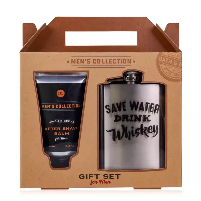 Set cadou barbati, balsam after shave, sticla wiskey