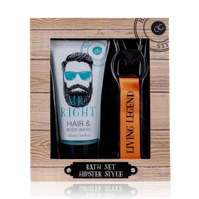 Set cadou barbati, gel de dus, breloc, HIPSTER STYLE