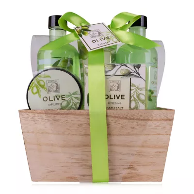 Set cadou femei, gel de dus, lotiune de corp, spumant, scrub
