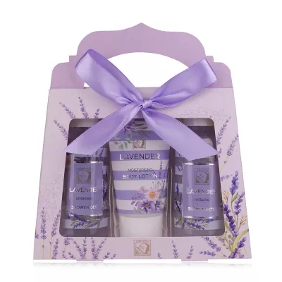 Set cadou femei, gel de dus, lotiune de corp, spumant, LAVENDER