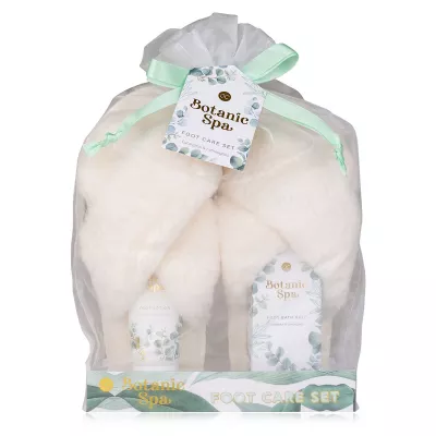 Set cadou femei, lotiune de picioare, sare de baie, papuci